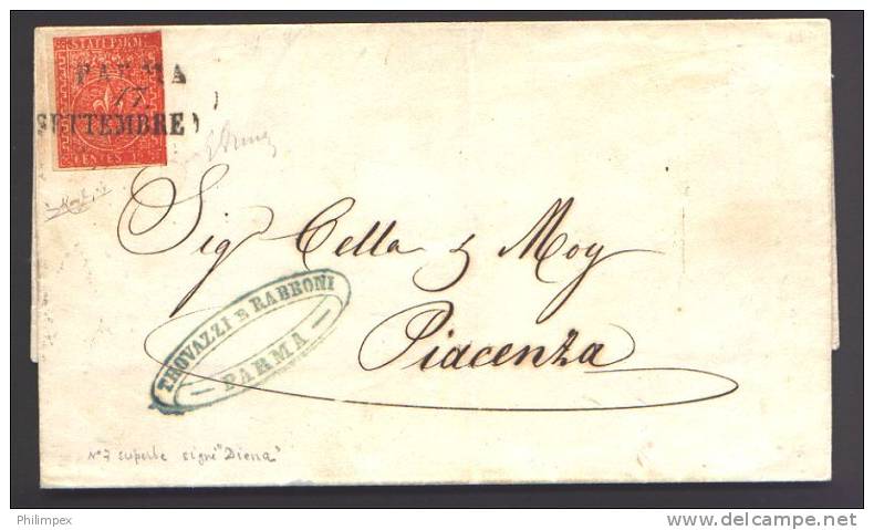 ITALY, PARMA COVER 1853 VF AND NICE! - Parma