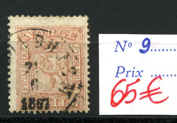 Norge  Yvert 9 Ø   21/6/1867 Fine   Cote 65 Euros - Used Stamps