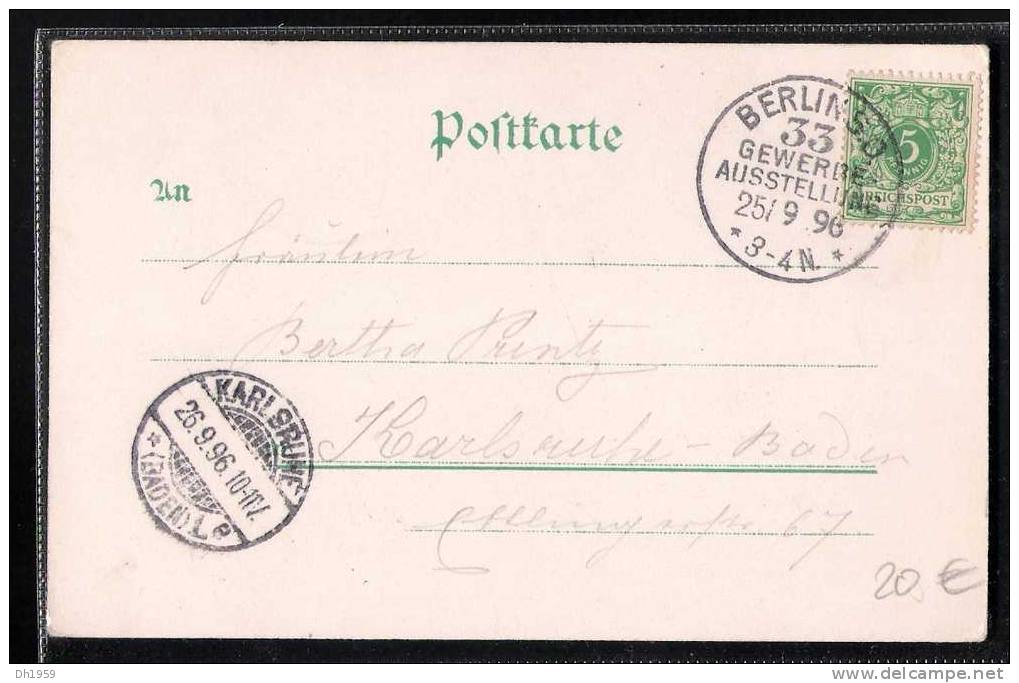 ALT BERLIN GEWERBE AUSSTELLUNG 1896 SPANDAUER STRASSE MIT GERICHTSLAUBE  KUNSTANSTALT ROSENBLATT FRANKFURT MIT STEMPEL - Spandau