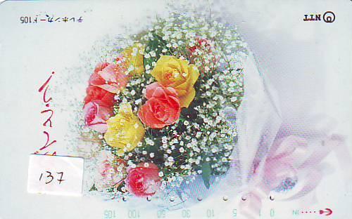 TELECARTE JAPON FLEUR ROSE (137) *  PHONECARD JAPAN FLOWER * BLUME * BLOEM * ROOS - Fleurs