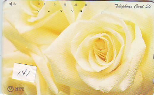 TELECARTE JAPON FLEUR ROSE (141) *  PHONECARD JAPAN FLOWER * BLUME * BLOEM * ROOS - Fleurs