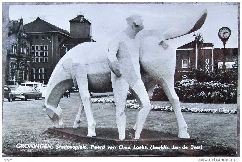 CP De GRONINGEN " Stationsplein , Peerd Van Ome Loeks " . - Groningen