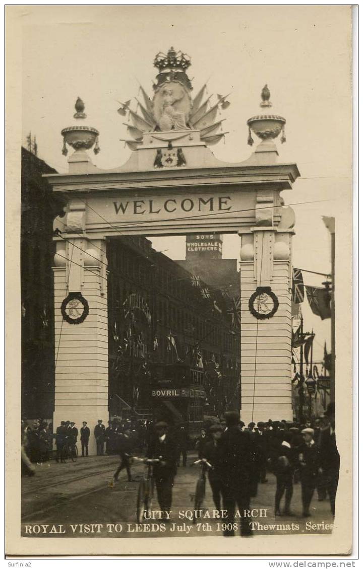 LEEDS - ROYAL VISIT July 7th 1908 - CITY SQUARE ARCH RP ANIMATED  Y321 - Leeds