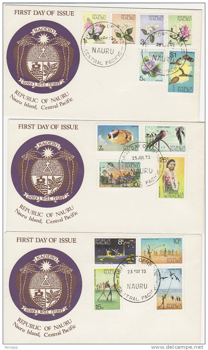 Nauru-1973 Definitives FDCs - Nauru