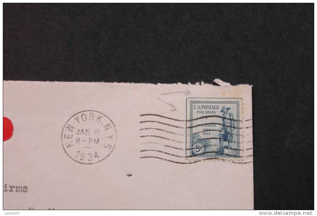 US 734 Mail To Switzerland Via S/S Europa SE Left And Top Cancelled New York 1934 A04s - Event Covers