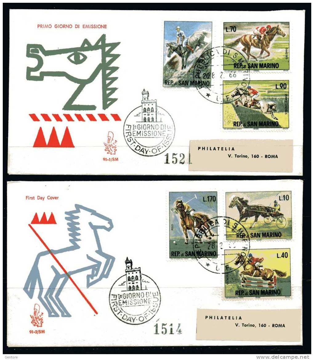 SAN MARINO 1966 Horse Riding On Venetia   FDC With Rome Arrival Cancellation - Reitsport