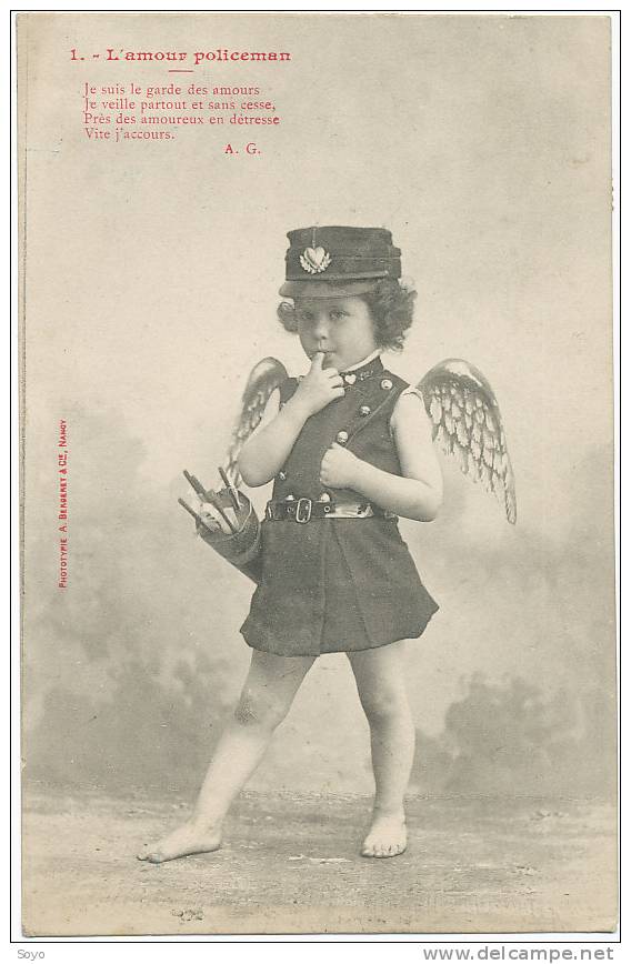 Police Amour Policeman Serie De 3 CP Angelot, Angel, Cupid Set Of 3 Cards , Baton Agent Police - Police - Gendarmerie