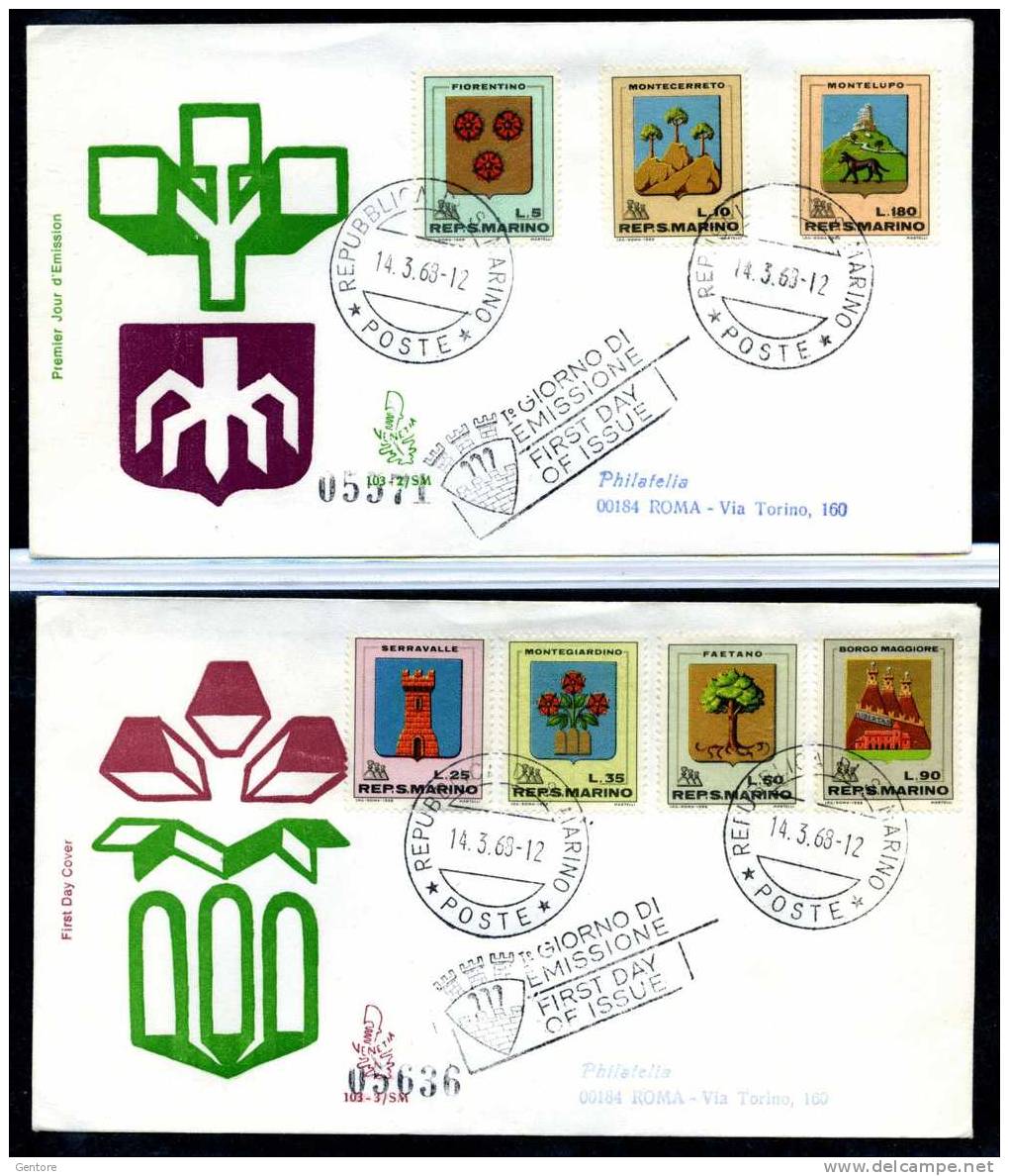 SAN MARINO 1968 Coat Of Arms   On Venetia   FDC With Rome Arrival Cancellation - Briefe U. Dokumente
