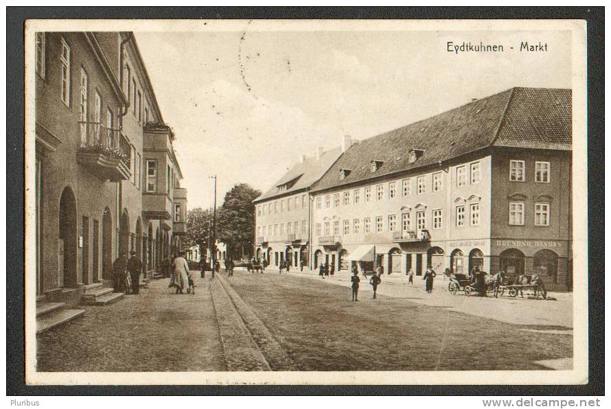 LITHUANIA  , EAST PRUSSIA,  EYDTKUHNEN, MARKET PLACE,  OLD POSTCARD - Lithuania