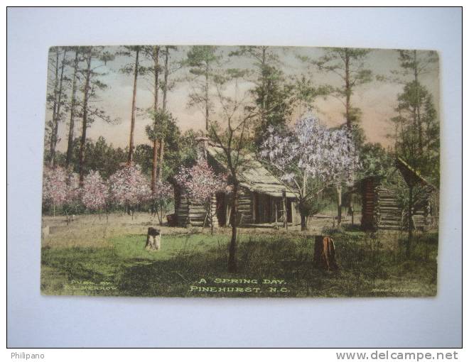 Hand Colored  A Spring Day Pinehurst Nc   1920 Cancel - Sonstige & Ohne Zuordnung