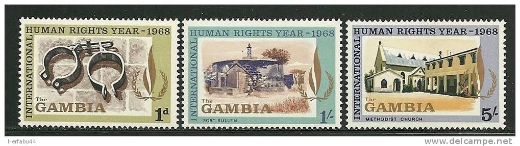 Gambia      "Human RightsYear"    Set   SC# 235-37 MNH** - Gambia (1965-...)