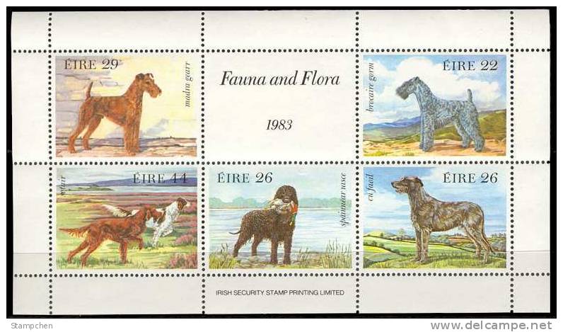 Ireland 1983 Fauna And Flora Stamps S/s Dog Lake Farm Mallard Duck - Ducks