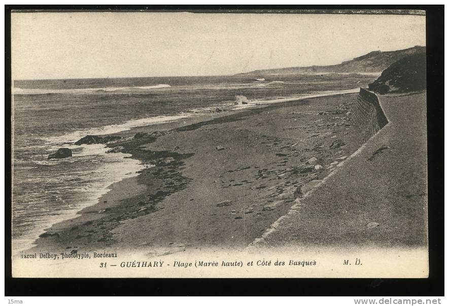 Guéthary Pyrénées Atlantiques 31 Plage Marée Haute Et Cote Des Basques MD - Guethary