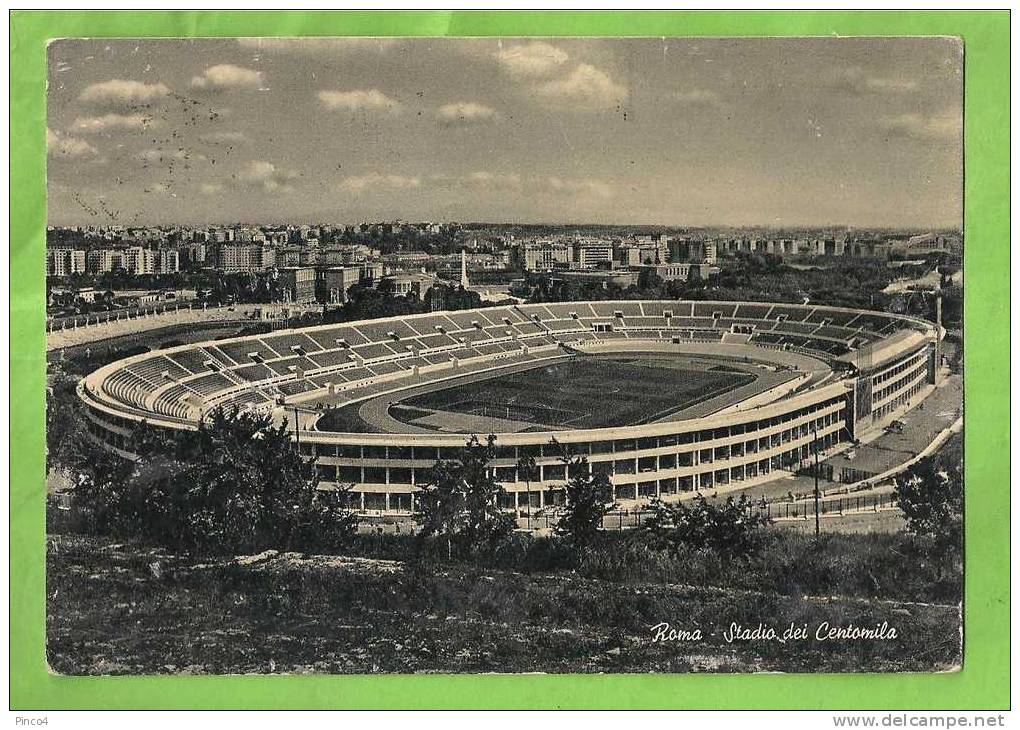 ROMA STADIO DEI CENTOMILA CARTOLINA FORMATO GRANDE VIAGGIATA NEL 1959 - Stadien & Sportanlagen