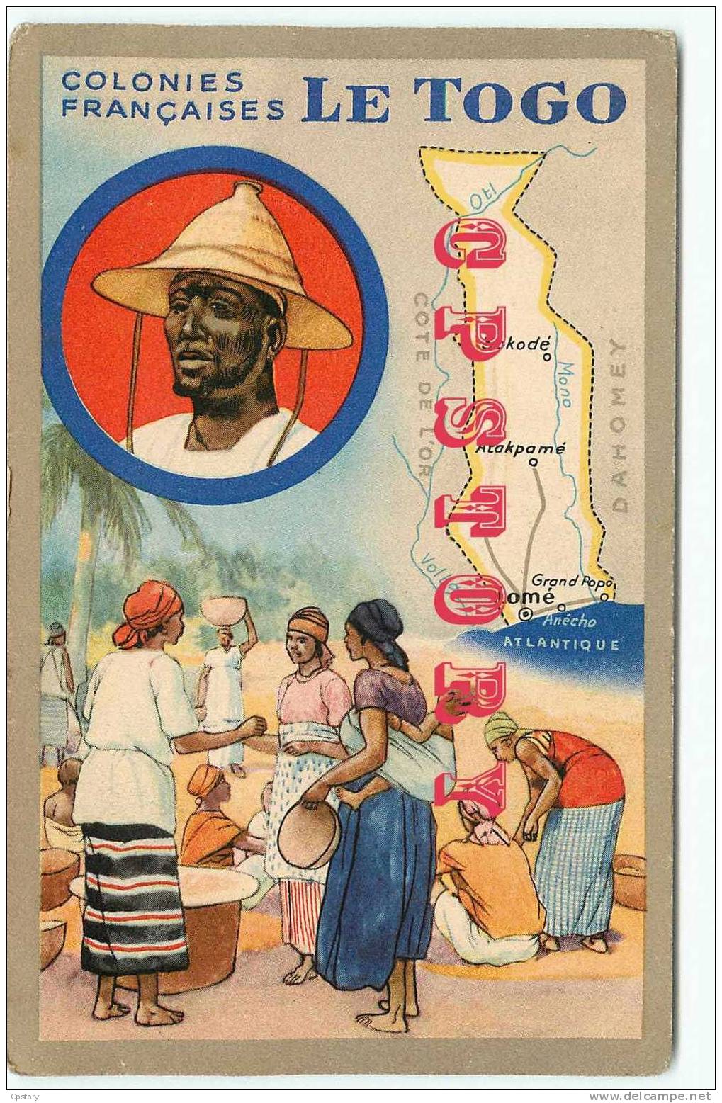 TOGO - Carte Géographique - Publicité Lion Noir Cirage - Dos Scané - Togo