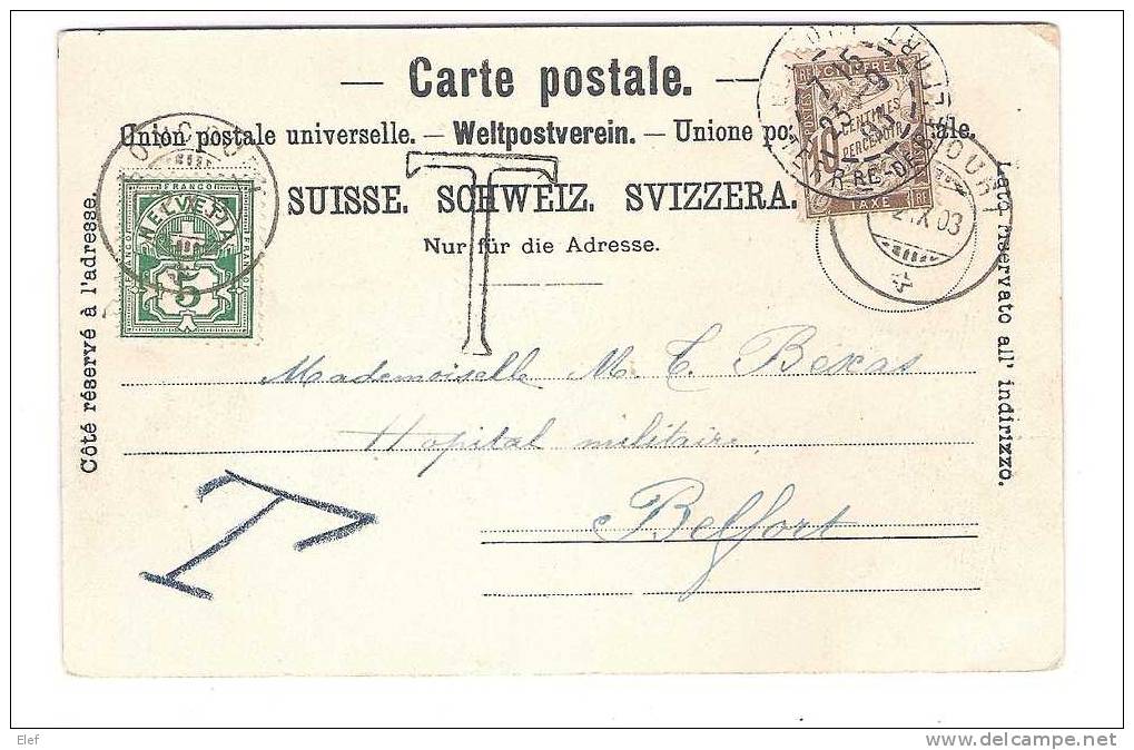 BONCOURT, Jura Suisse ; Vue Générale ; Précurseur; + Taxe France 10 C Duval  1903 ; TB/TTB - Boncourt