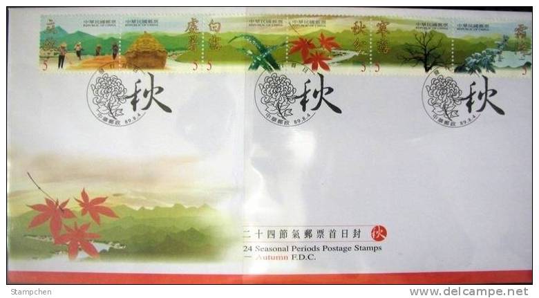 FDC 2000 Weather Stamps- Autumn Season Maple Leaf Grain Farmer Crop Dew Mount Frost - Climate & Meteorology