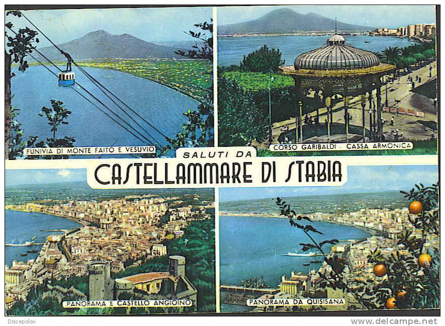 B852 Castellammare Di Stabia, Multipla: Funivia - Corso Garibaldi, Castello, Panorama Da Quisisana / Viaggiata - Castellammare Di Stabia