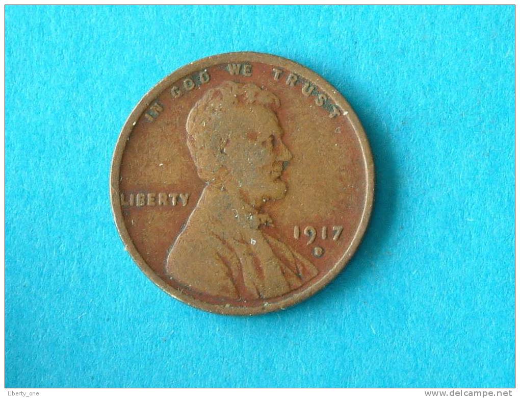 1917 D - ONE CENT - Wheat Ears / KM 132 ( Uncleaned Coin - For Grade, Please See Photo ) ! - 1909-1958: Lincoln, Wheat Ears Reverse