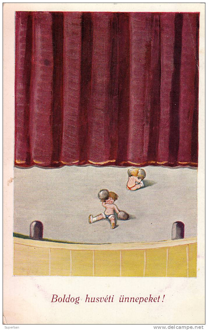 BOXE / BOX : ENFANTS BOXEURS : KNOCK OUT - CARTE POSTALE : W/S+S/B - ANNÉE: ENV. 1910 (f-274) - Boxing