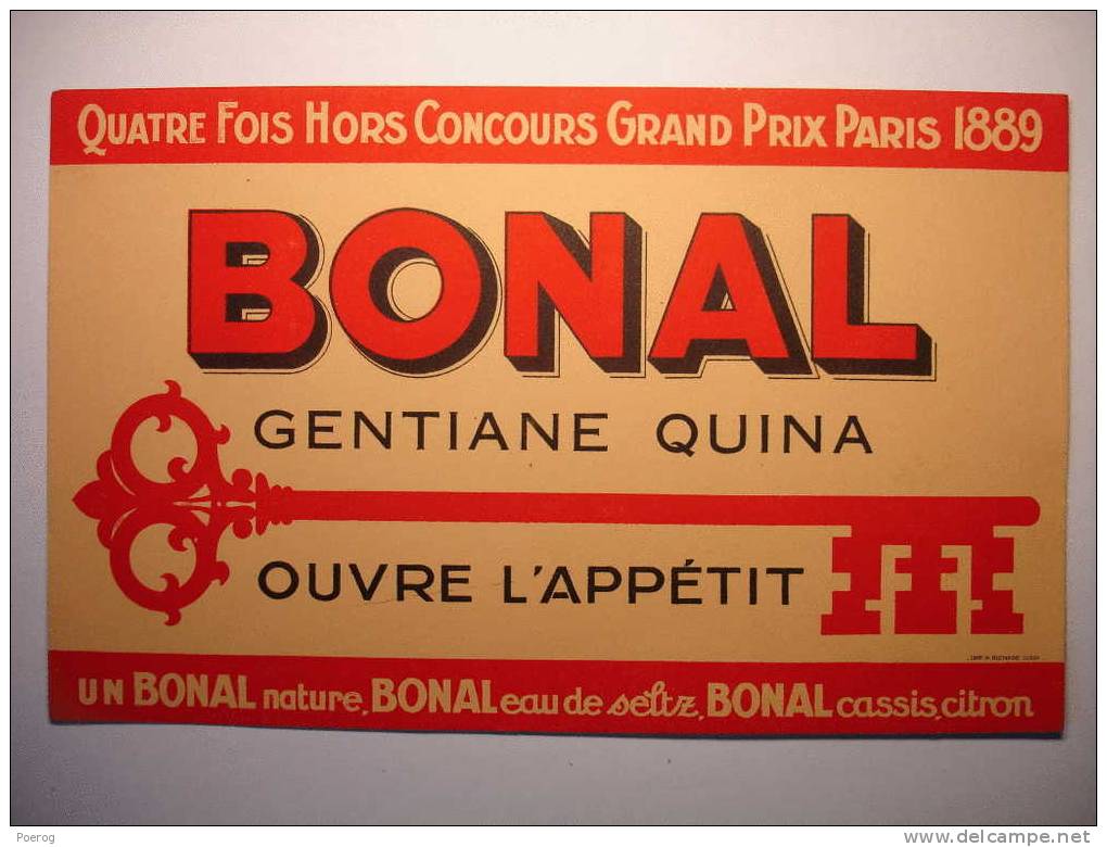 ANCIEN BUVARD - BONAL - GENTIANE QUINA - OUVRE L' APPETIT - BOISSON - B