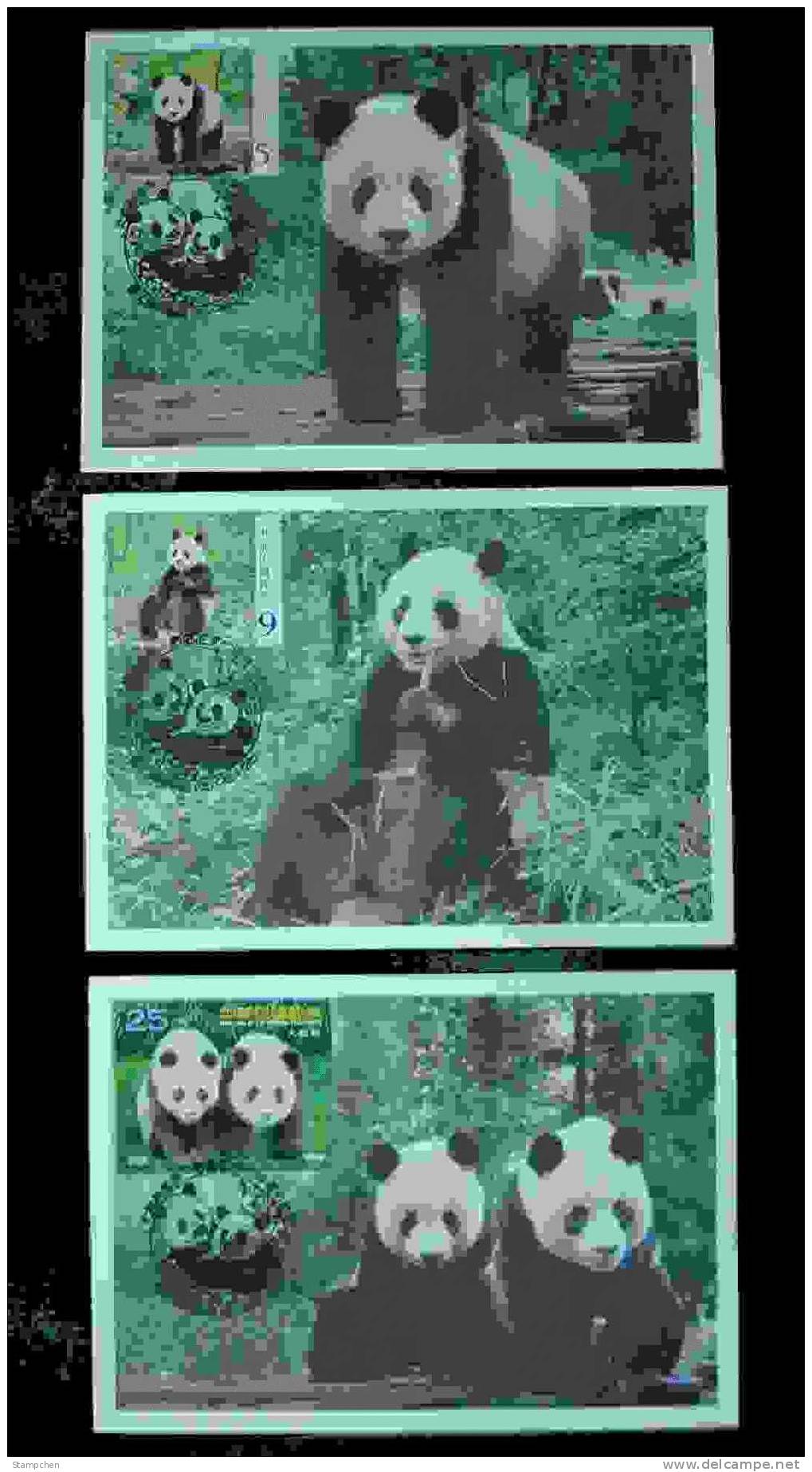 Maxi Cards 2009 Cute Animal Stamps – Giant Panda Fauna Bear Bamboo - Maximum Cards