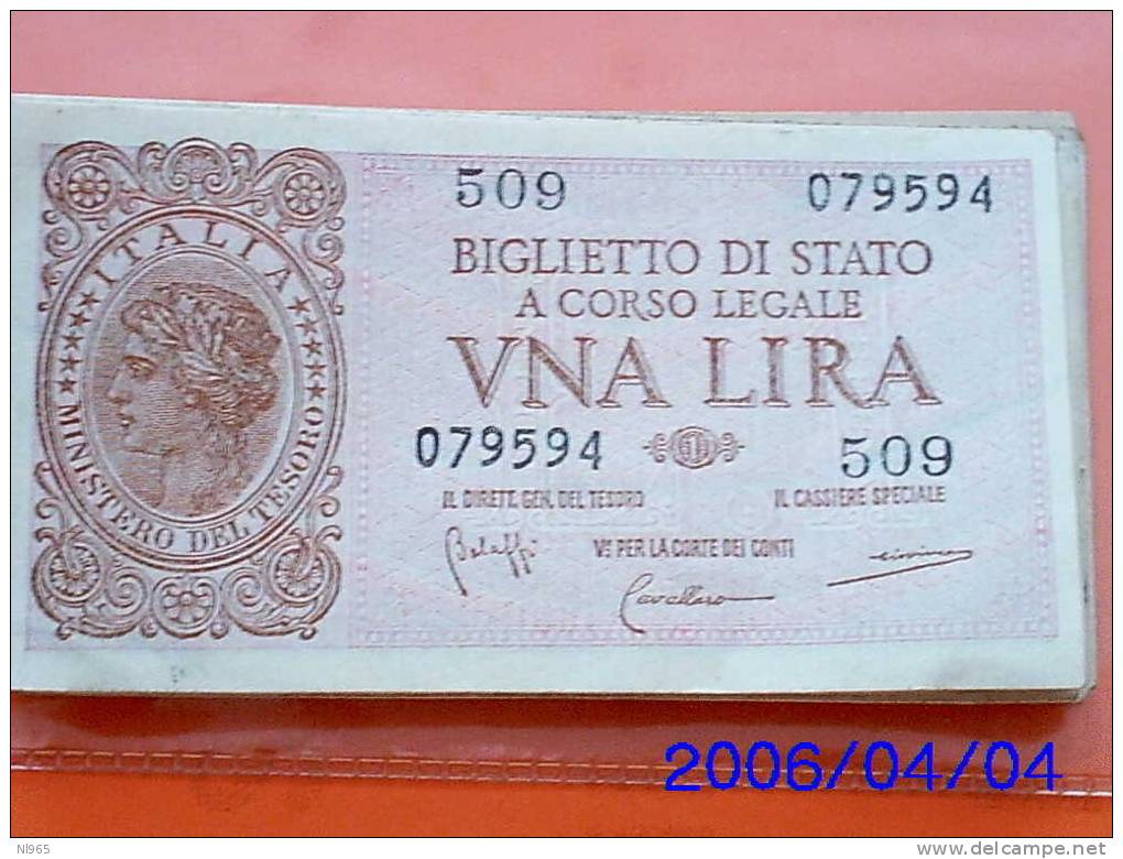 BANCA D´ ITALIA LUOGOTENENZA  ITALIA LAUREATA LIRE 1ANNO 23/11/1944 BOLAFFI-CAVALLARO-GIOVINCO - 50 Lire