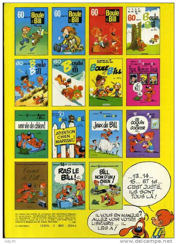 -  BOULE ET BILL N°5 . 60 GAGS . DUPUIS 1980 - Boule Et Bill