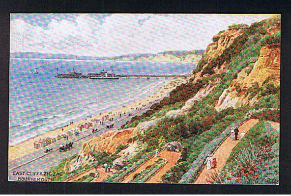 RB 569 - ARQ A.R. Quinton J. Salmon Postcard - East Cliff Zig-Zag Path Bournemouth Dorset - Pier & Paddlestaemers - Bournemouth (ab 1972)