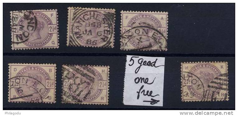 G-B  StGibbons 190  5 Fine Stamps  Cat Val 12£ = 60 Pounds - Oblitérés