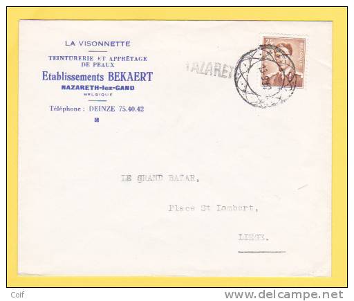 924 Op Brief Ontwaard Met DIAMANT-stempel Met Naamstempel (Griffe) NAZARETH - Linear Postmarks