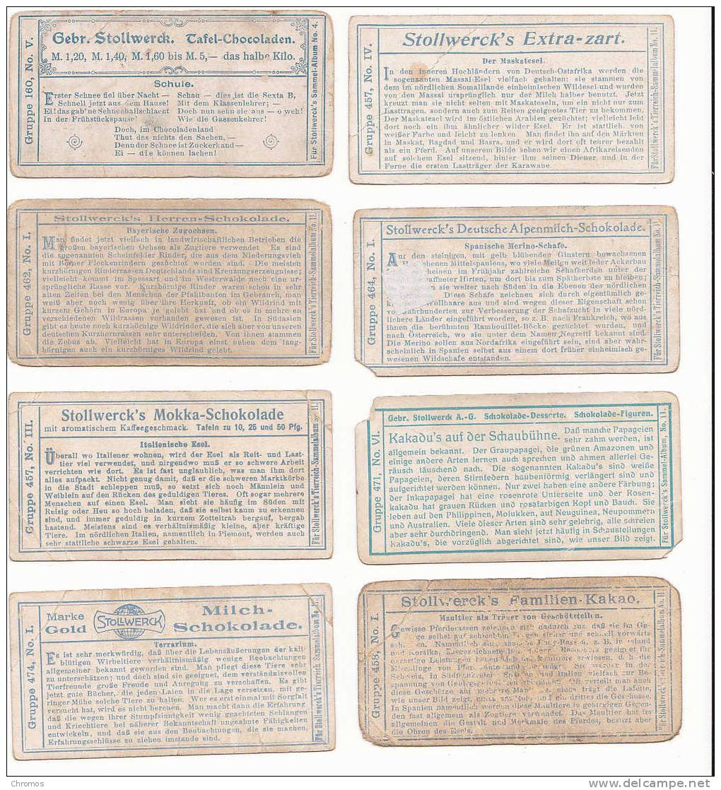 18 Chromos De Chocolat Stollwerck, Grenouilles, Noel, Nains,colonialisme, Cirque....... - Stollwerck