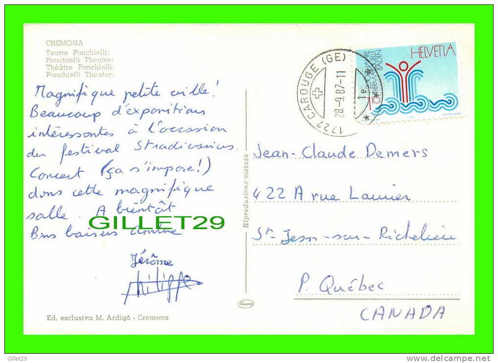 CREMONA - TEATRO PONCHIELLI - 3 VEDUTE - LA CARTA HA CIRCOLATO IN 1987 - - Cremona