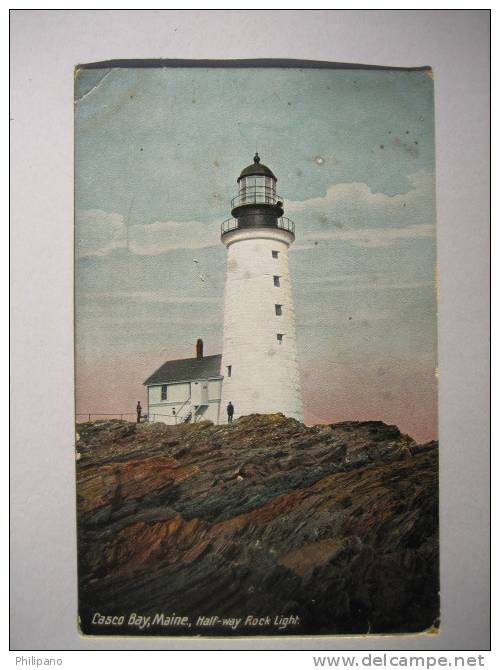 Light House       Casco Bay Me  Half Way Rock Light   1909 Cancel - Sonstige & Ohne Zuordnung