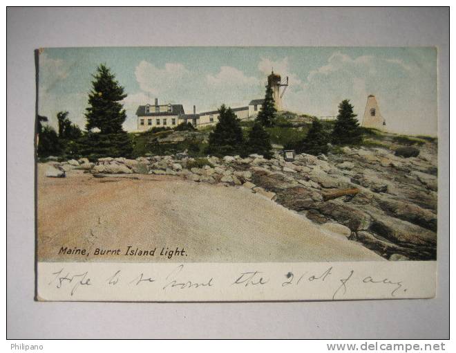 Light House       Maine Burnt Island Light  1909 Cancel - Autres & Non Classés