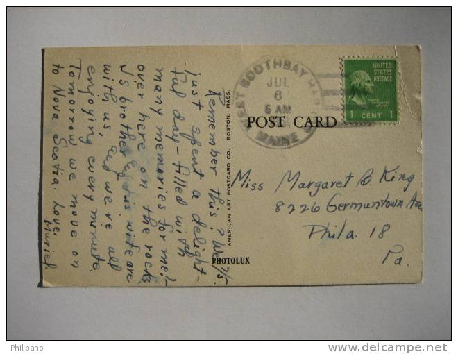 Light House          Pemaquid Point Light Me  1951 Cancel - Sonstige & Ohne Zuordnung