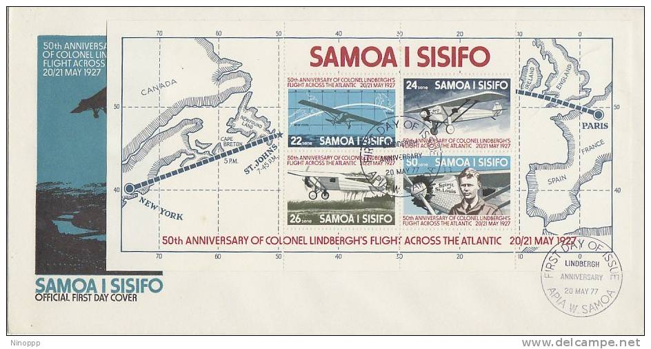 Samoa-1977 50th Anniversary First Flight Souvenir Sheet FDC - Samoa