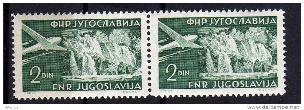 U-32  JUGOSLAVIA AEREI Waterfall RR MICHEL-NO 645 C- LINIEN ZAEHNUNG 12 1-2  NEVER HINGED - Imperforates, Proofs & Errors