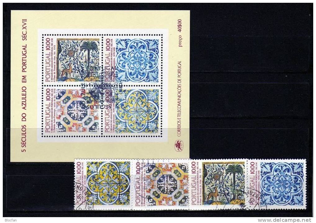 Azulejos 10 Esc.Wandkacheln II Keramik 1982 Portugal Block 38,4xKleinbogen+Satz O 35€ Kachel Vom Altar Bloc Sheet Bf Art - Feuilles Complètes Et Multiples