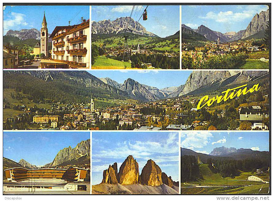 B868 Cortina D´ Ampezzo - Multipla: Stadio Olimpico Del Ghiaccio, Trampolino Olimpico  / Viaggiata 1974 - Altri & Non Classificati
