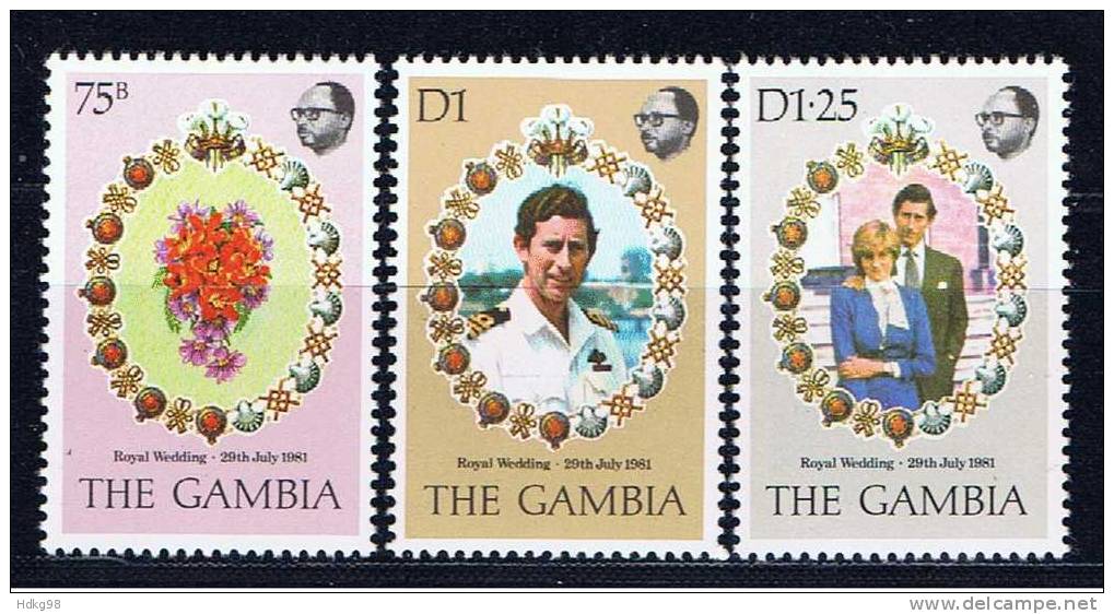 WAG+ Gambia 1981 Mi 424-26 Mnh Hochzeit Prinz Charles Und Diana - Gambie (1965-...)