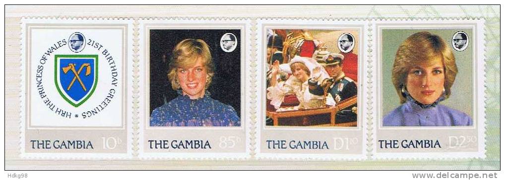 WAG+ Gambia 1982 Mi 445-48 Mnh 21. Geburtstag Lady Diana - Gambia (1965-...)