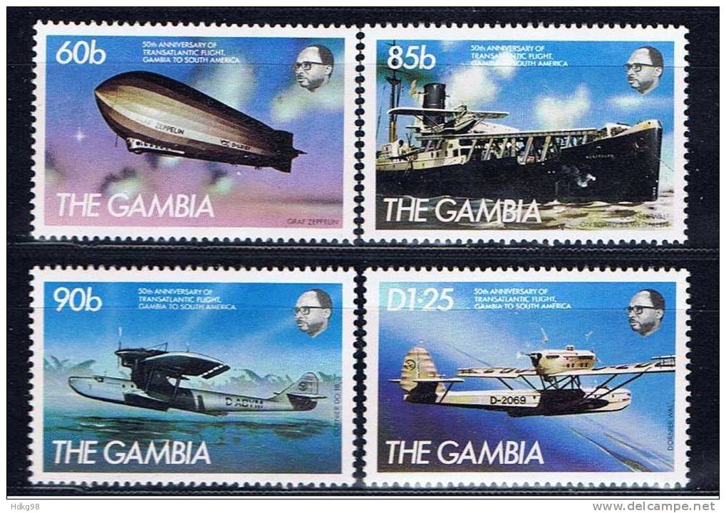 WAG Gambia 1984 Mi 535-38 Mnh Transatlantiflug Gambia - Südamerika - Gambia (1965-...)