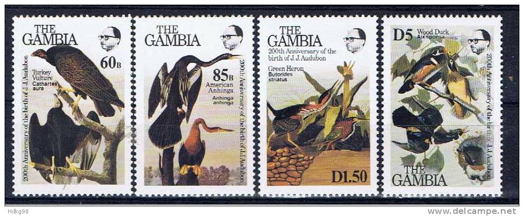 WAG Gambia 1985 Mi 557-60 Mnh John James Audubon: Vögel - Gambie (1965-...)