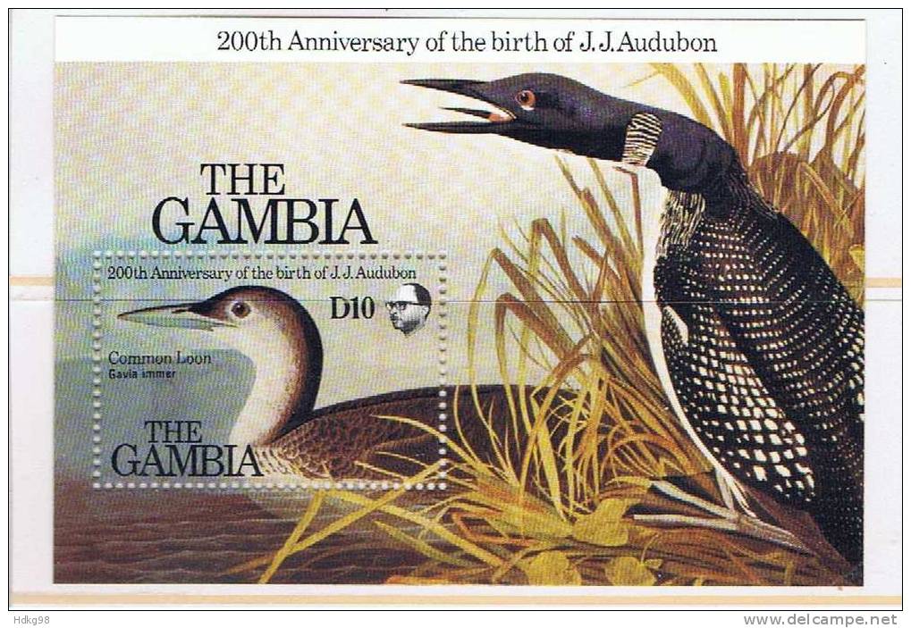 WAG+ Gambia 1985 Mi Bl. 13 - 561 Mnh John James Audubon: Vögel - Gambia (1965-...)