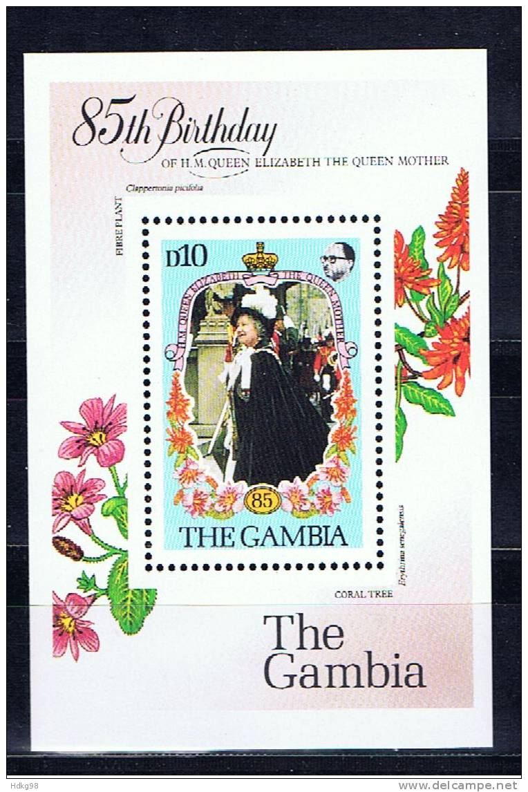 WAG+ Gambia 1985 Mi Bl. 14 - 565 Mnh Königinmutter Elisabeth 85 Jahre - Gambia (1965-...)