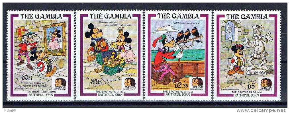 WAG+ Gambia 1985 Mi 571-74 Mnh Brüder Grimm: Disney-Figuren - Gambie (1965-...)