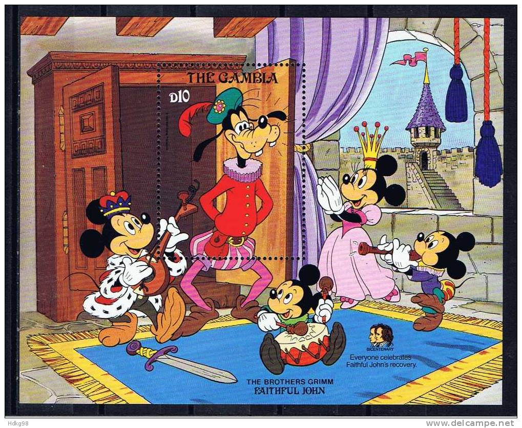 WAG Gambia 1985 Mi Bl. 16 - 575 Mnh Brüder Grimm: Disney-Figuren - Gambie (1965-...)