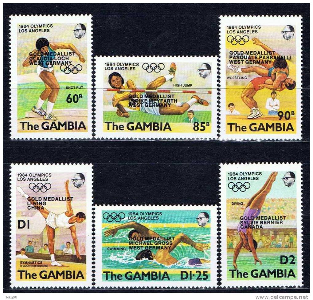 WAG+ Gambia 1985 Mi 576-81 Mnh Olympische Sommerspiele, Los Angeles - Gambia (1965-...)