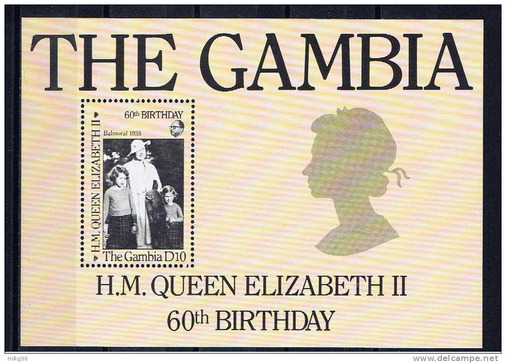 WAG+ Gambia 1986 Mi Bl. 22 - 620 Mnh Königin Elisabeth II. 60 Jahre - Gambia (1965-...)